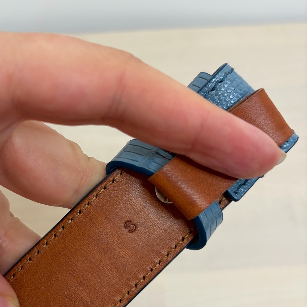 Acne Light Blue Textured Leather Belt size S - Picture 9 of 9